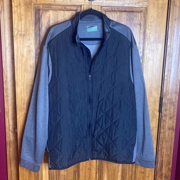 Men’s PGA Tour Insulated Quilted Jacket Golf Windbreaker Black and Gray Sz XXL - Picture 2 of 5